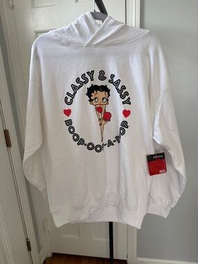 Betty Boop White Hoodie with Red Accents